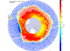 Brightness temperature in the southern hemisphere