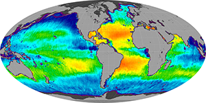 Global sea surface salinity, April 2013