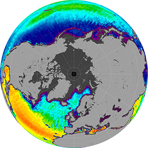 Sea surface salinity in the Northern Hemisphere, April 2013
