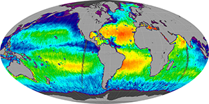 Global sea surface salinity, August 2011
