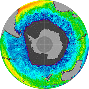 Sea surface salinity in the Southern Hemisphere, August 2011