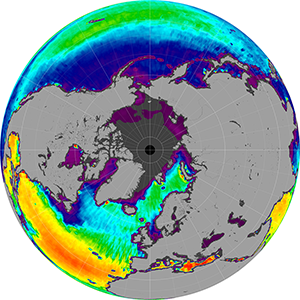 Sea surface salinity in the Northern Hemisphere, August 2012