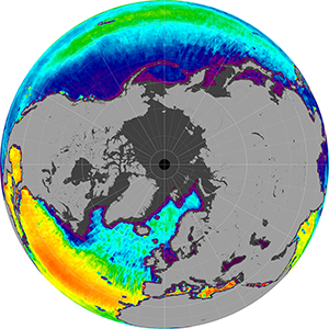 Sea surface salinity in the Northern Hemisphere, February 2014