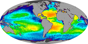 Global sea surface salinity, January 2013