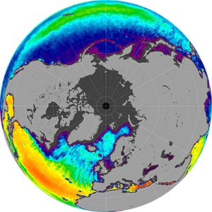 Sea surface salinity in the Northern Hemisphere, January 2015