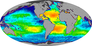 Global sea surface salinity, March 2012