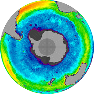 Sea surface salinity in the Southern Hemisphere, March 2015