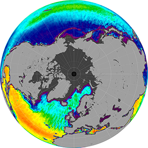Sea surface salinity in the Northern Hemisphere, May 2013