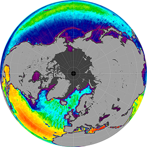 Sea surface salinity in the Northern Hemisphere, November 2014