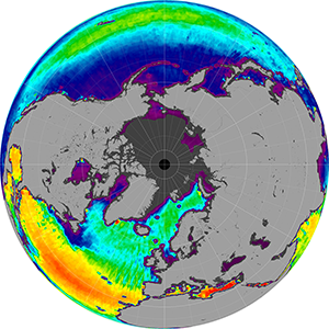 Sea surface salinity in the Northern Hemisphere, October 2014