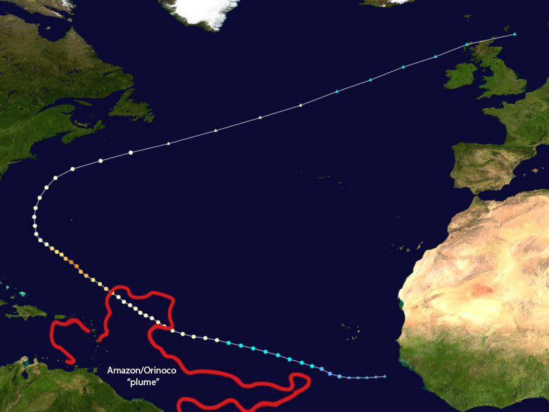 Hurricane Katia crosses the Amazon/Orinoco plume