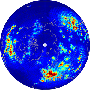 Global scatterometer percent rfi, March 2012
