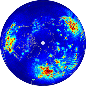 Global scatterometer percent rfi, July 2012