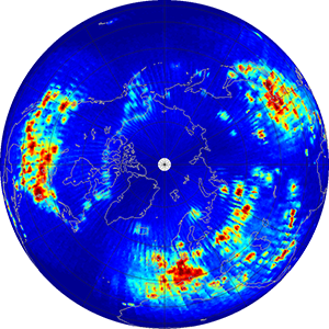 Global scatterometer percent rfi, October 2012