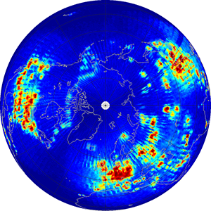 Global scatterometer percent rfi, April 2013