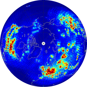 Global scatterometer percent rfi, July 2013