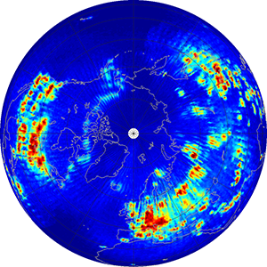Global scatterometer percent rfi, December 2013