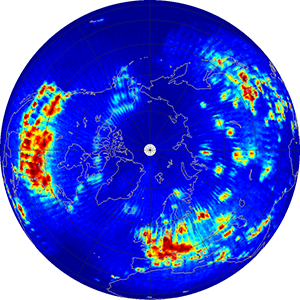 Global scatterometer percent rfi, February 2015